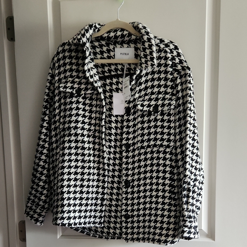 Postella Women's Houndstooth Button Down Shirt